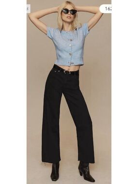 ag Rare saige wide leg crop high rise fit black jeans denim 25